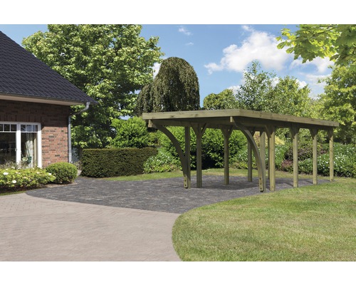 Einzelcarport Karibu Dahnen 3 Variante C 318x860 cm kesseldruckimprägniert Holzcarport im Gartenbereich