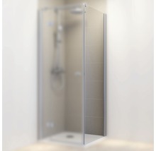 Eckdusche mit einer Duschwand aus Glas