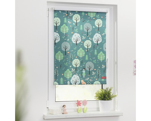 Klemmrollo Tageslichtrollo Lichtblick ohne Bohren Leni 60x150 cm inkl. Klemmträger Fenster mit Rollo im Wald Design
