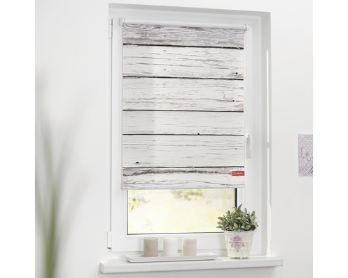 Klemmrollo Lichtblick ohne Bohren Bretter Vintage 120x150 cm inkl. Klemmträger Fenster mit Rollo im Holzplanken-Design für den Innenbereich
