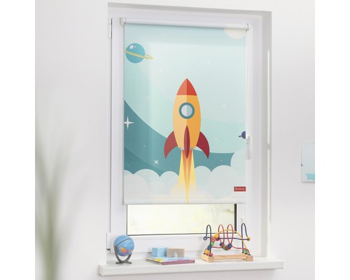 Klemmrollo Lichtblick ohne Bohren Thermo Rakete 120x150 cm inkl. Klemmträger Fensterrollos mit Raketenmotiv im Kinderzimmer
