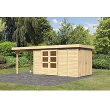 Holzgartenhaus mit Anbau im Garten