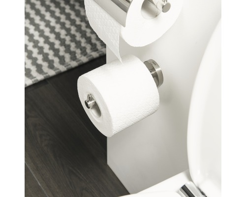 Toilettenpapierhalter mit Toilettenpapierrolle im Badezimmer