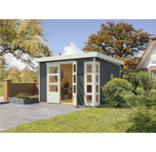 Modernes Gartenhaus mit Flachdach und Doppeltür