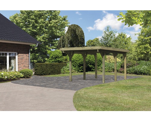Einzelcarport Karibu Bremm 1 Variante A 318 x 480 cm, kesseldruckimprägniert Holzcarport im Gartenbereich