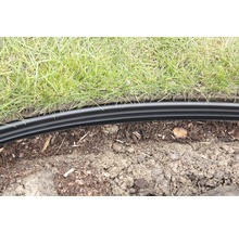 Gartenszene mit Rasen und schwarzer Rasenkante