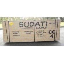 Paket Sperrholzplatten mit den Maßen 2500 x 1250 x 12 mm, Herkunftsland Brasilien