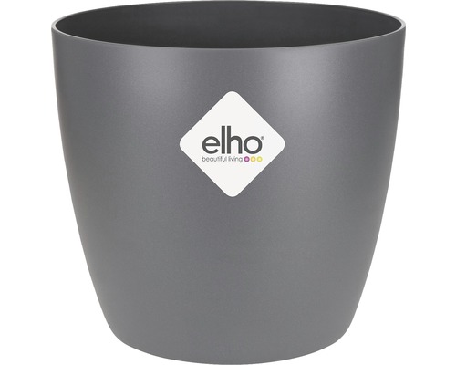 Grauer Blumentopf mit Elho Logo