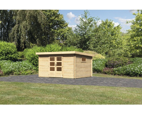 Gartenhaus Karibu Tossens inkl. Unterkonstruktion Fenster 387 x 297 cm Holzgartenhaus mit Doppeltür und Fenster im Garten