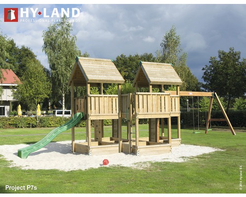 Spielturm Hyland Projekt 7S inkl. Schaukel und Rutsche Grün