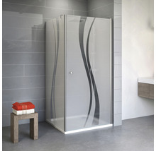 Eckdusche mit Designglas im Badezimmer