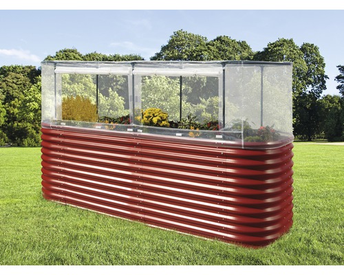 Abdeckung Vitavia Hochbeet Basic 858 plus Erweiterung Hochbeet mit Frühbeetaufsatz im Garten