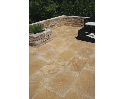 FLAIRSTONE Travertin Terrassenplatte Venezia 40 x 40 x 3,1 cm