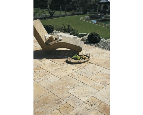 FLAIRSTONE Travertin Terrassenplatte Venezia römischer Verband Set = 1,44 m²