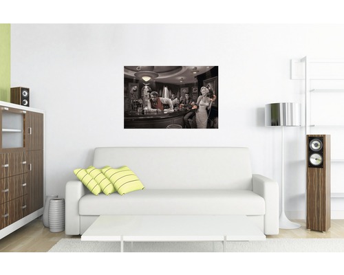 Dekoratives Wandbild mit Szene einer Bar mit Personen im Retro Stil