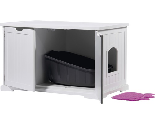 Katzenmöbel mit Katzentoilette und Katzenstreumatte