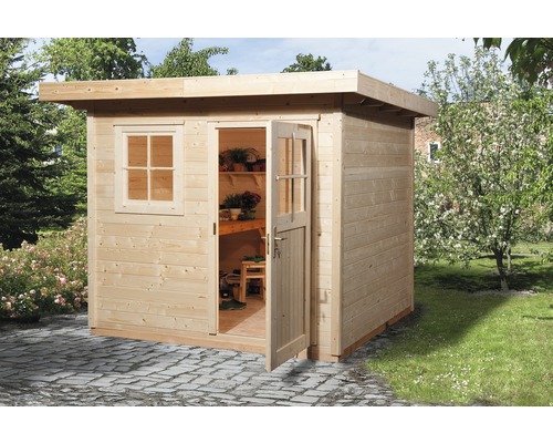 Gartenhaus weka inkl. Fußboden Fenster 235 x 210 cm Gartenhaus aus Holz mit Fenster und offener Tür