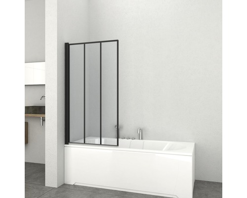 Badewanne mit schwarzem Badewannenaufsatz