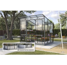 Gewächshaus im Garten mit bodentiefem Eingang