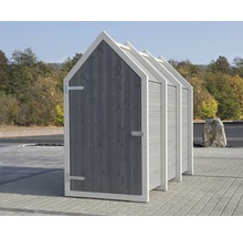 Graue Gerätehausanlage mit drei Boxen für den Aussenbereich