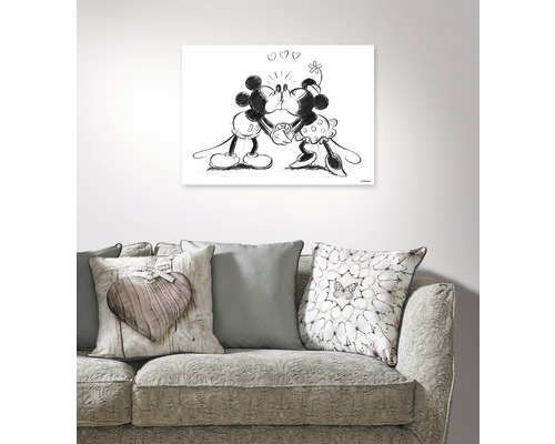 Wandbild mit Mickey und Minnie Maus, die sich küssen