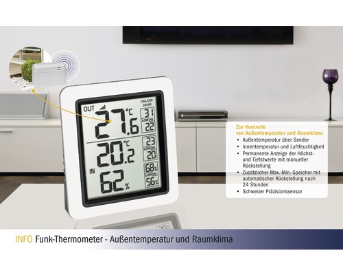 Funkthermometer zur Messung von Außen- und Innentemperatur