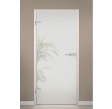 Glastür mit Beschlägen und Türgriff