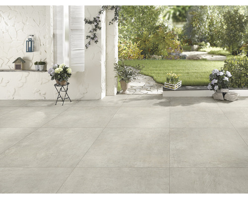 FLAIRSTONE Feinsteinzeug Terrassenplatte Garden Sand rektifizierte Kante 90 cm x 90 cm x 2 cm