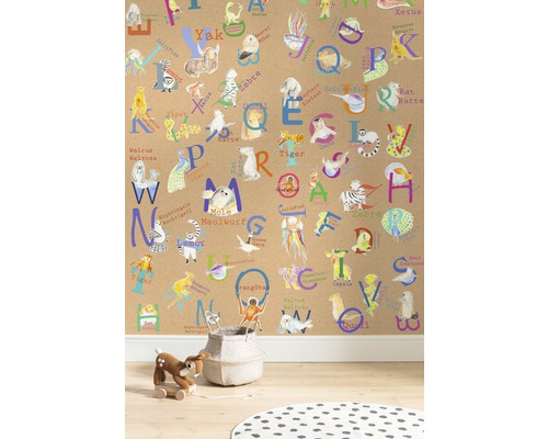 Kinderzimmer mit Tiermotiven Alphabet Tapete