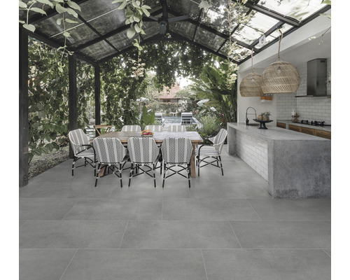 FLAIRSTONE Feinsteinzeug Terrassenplatte Titan rektifizierte Kante 120 cm x 60 cm x 2 cm