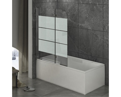 Badwannenfaltwand basano 2-teilig 1120x1420 mm Echtglas Klar hell Dekor Querstreifen chrom Badwannenfaltwand basano 2-teilig 1120x1420 mm Echtglas Klar hell Dekor Querstreifen chrom
