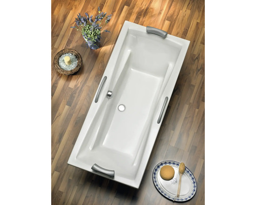 Rechteckige Badewanne aus Sanitäracryl mit Griffen
