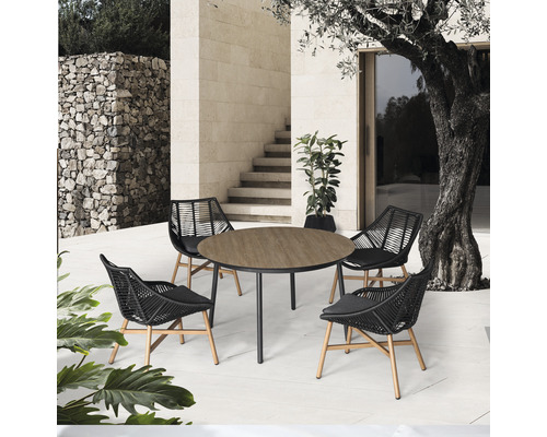 Gartenmöbelset GARDEN PLACE Nadja 4-Sitzer 5 tlg. schwarz aus robustem Alluminium und Textilgewebe, inkl. Sitzkissen