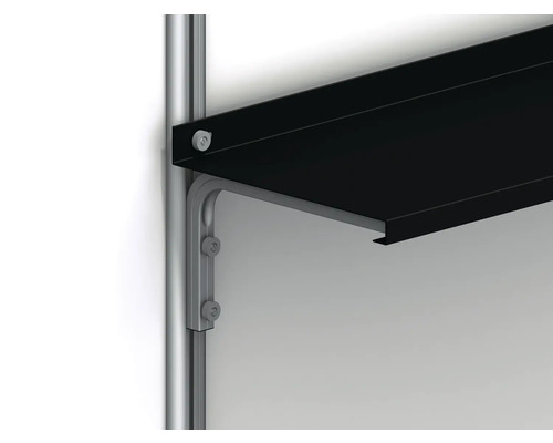 Regalboden mit Regalträger und Metallsäule für ein Regalsystem