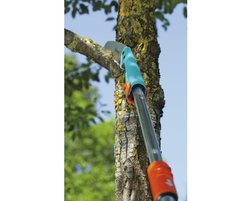 Astsäge beim Schneiden eines Astes.