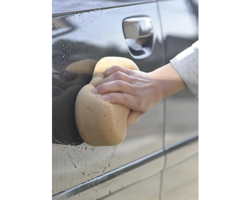 Ein Auto wird mit einem Schwamm gewaschen.