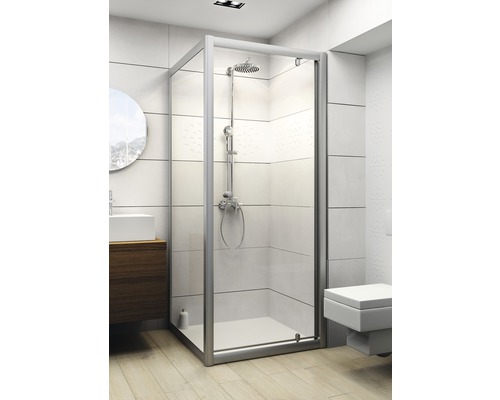 Duschkabine mit Duschsystem in einem hellen Badezimmer