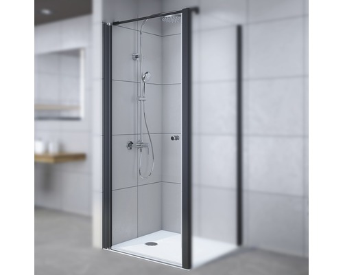 Drehtür für Seitenwand Breuer Elana 6 750x2000 mm Anschlag links Dekorglas Lines schwarz