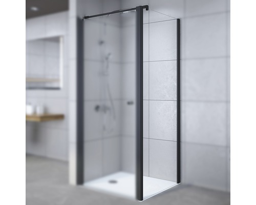 Duschseitenwand für Drehtür Breuer Elana 6 1000x2000 mm Dekorglas Intima schwarz