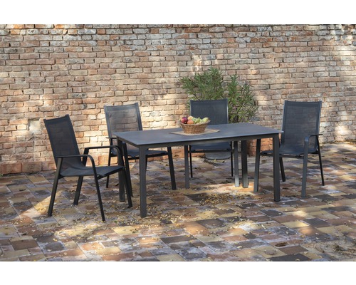Gartenmöbelset Acamp 5-teilig bestehend aus: 4x Stühle, Tisch 160x90x72 cm Aluminium anthrazit