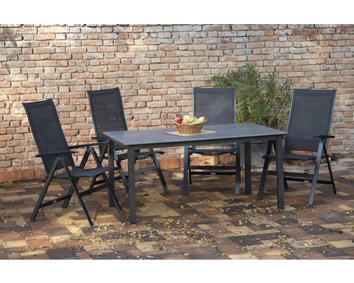 Gartenmöbelset Acamp 5-teilig bestehend aus: 4x Stühle klappbar, Tisch 160x90x72 cm Aluminium anthrazit