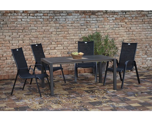 Gartenmöbelset Acamp 6 -Sitzer bestehend aus: Tisch,4 Stühle Aluminium Stahl anthrazit