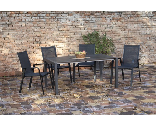 Gartenmöbelset Acamp 5-teilig bestehend aus: 4x Stühle, Tisch 220x98x72 cm Aluminium anthrazit