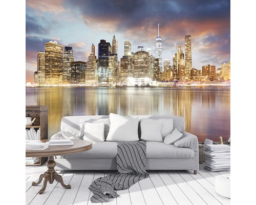 Fototapete mit Skyline von New York im Wohnzimmer
