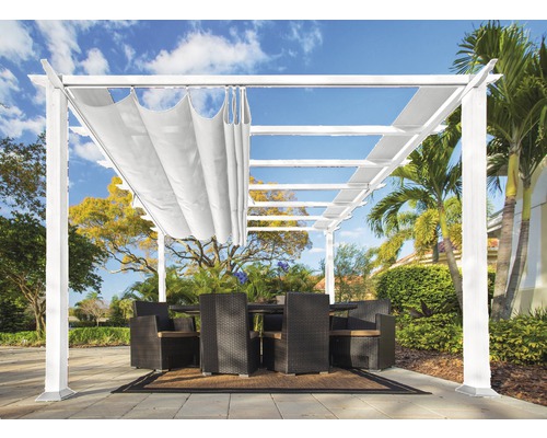 Aluminium Pergola, Pavillon Paragon Outdoor Florida 10x10 mit verstellbarem Sonnensegel 320 x 320 cm weiß-0