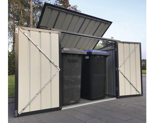 Mülltonnenbox mit zwei Mülltonnen