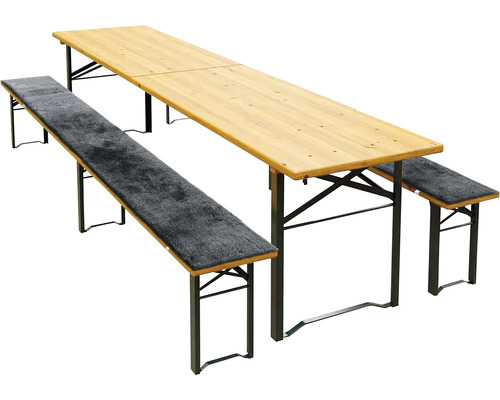 Bierzeltgarnitur mit Tisch und zwei Bänken mit Auflagen