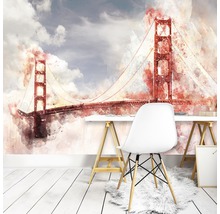 Büro mit Aquarelltapete der Golden Gate Bridge
