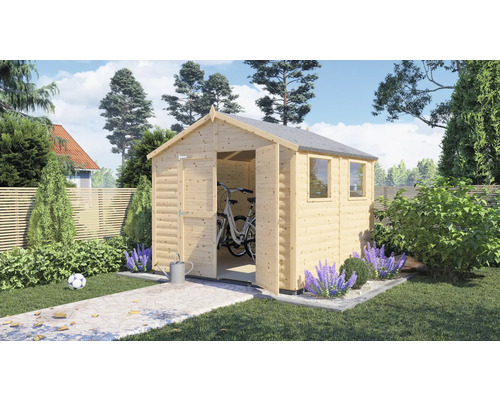Gartenhaus Konsta Blockhaus XL 19 mm mit Fußboden 254x249 cm natur Gartenhaus Konsta Blockhaus XL 19 mm mit Fußboden 254x249 cm natur