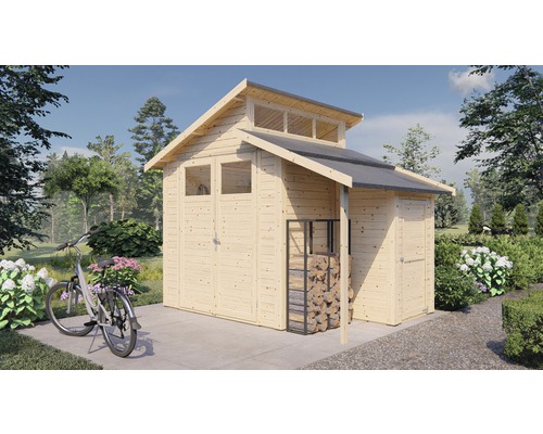 Gerätehaus Konsta Studio Set 2 mit Fußboden 328 x 240 cm natur